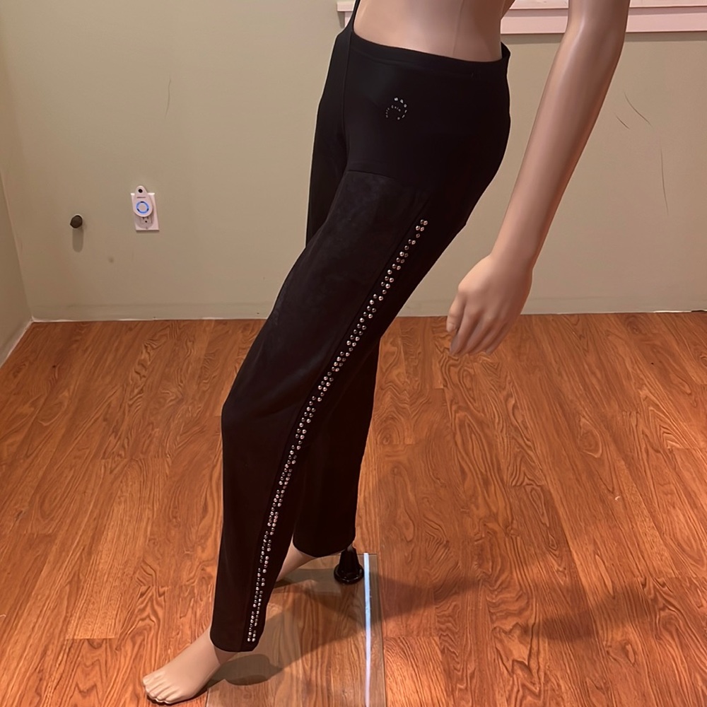Marc Cain Black Leggings With Faux Suede And Silver Studs On Sides Size L